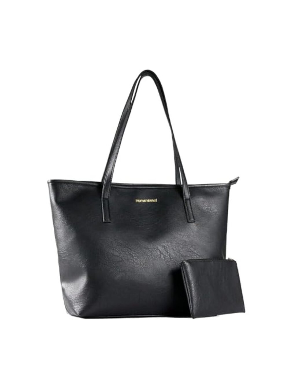 Vegan Leather Tote Purse Women Shoulder Handbag with Pouch Gold Hardware